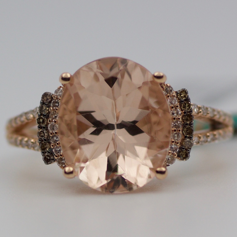 EFFY 14k Rose Gold Oval Morganite And Diamond Ring